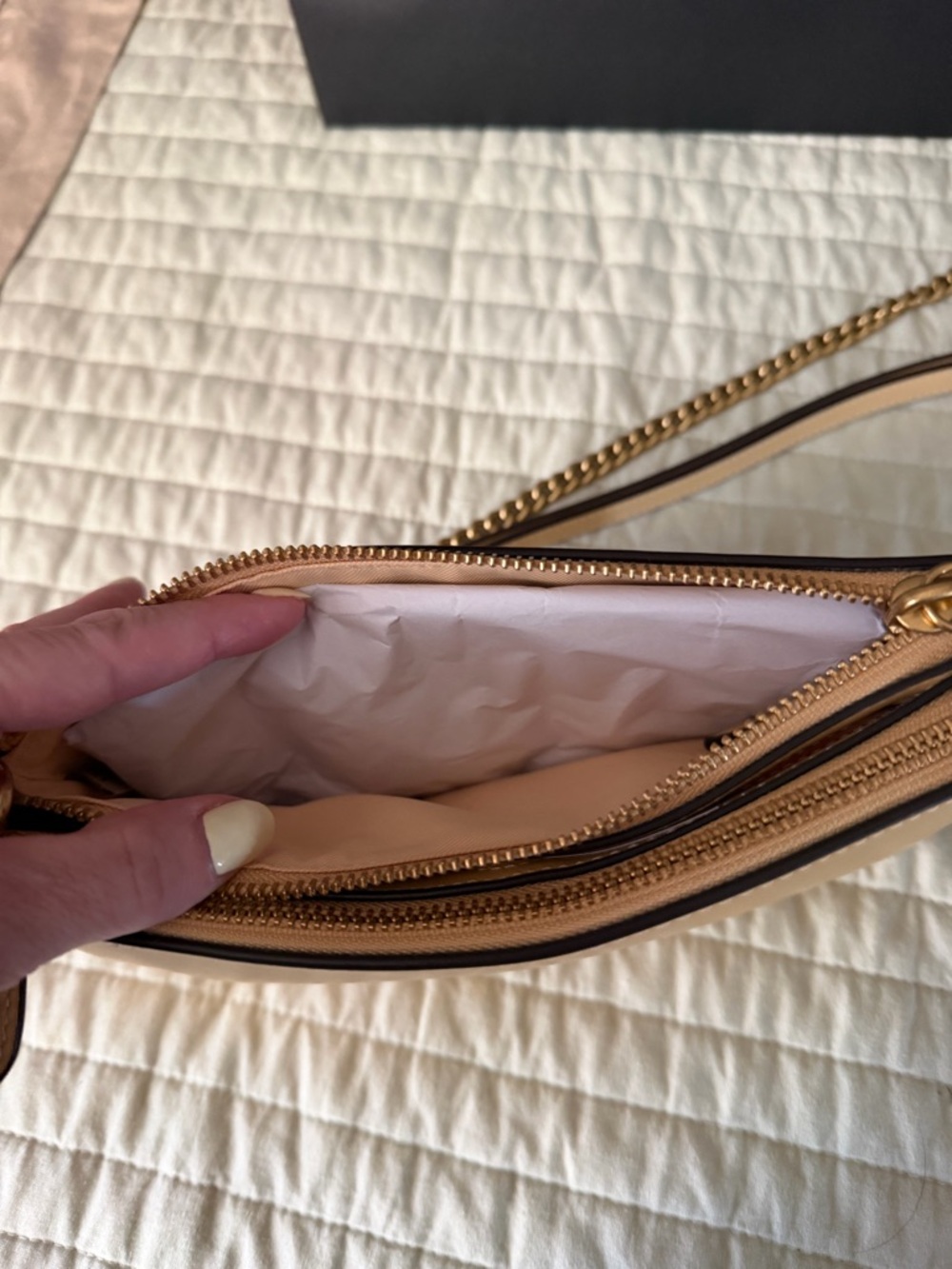 Coach Audrey Leather Crossbody in vanilla with Gold Hardware - Picture 6 of 9